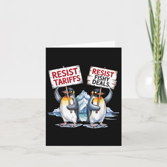 Resist Penguins Protest Against Tariff Funny Pengu Card (Front)