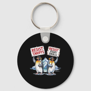 Resist Penguins Protest Against Tariff Funny Pengu Key Ring