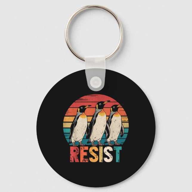 Resist Penguins Protest Against Tariffs Penguin Re Key Ring (Front)
