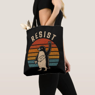 Resist Penguins Protest Against Tariffs Tote Bag