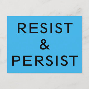 Resist & Persist bold text on bright blue Postcard