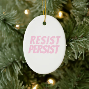 Resist Persist light pink white cute Christmas Ceramic Tree Decoration