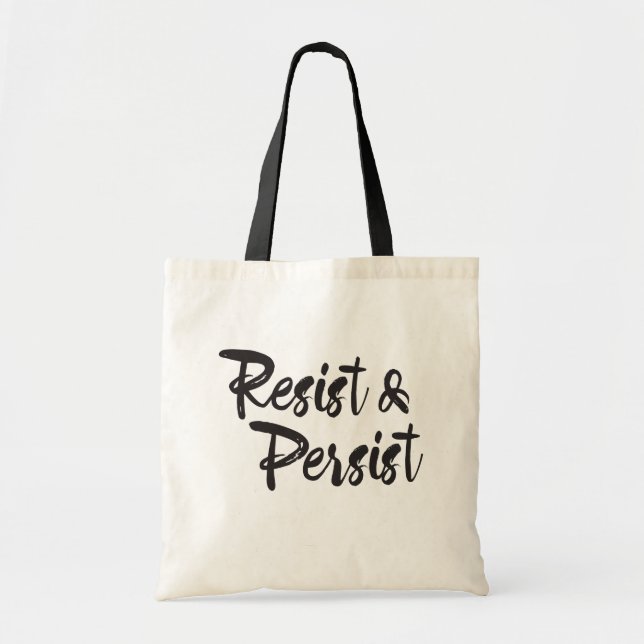 Resist Persist Modern Handlettered Script Tote Bag (Front)
