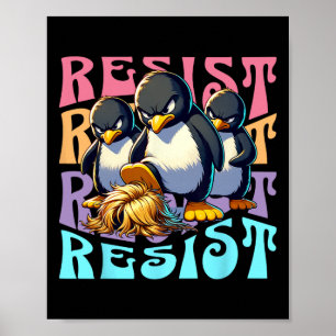 Resist Protest Retro Penguins Against Tariffs Men Poster