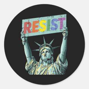 Resist Rainbow Statue Liberty Protest Lgbt Gay Men Classic Round Sticker