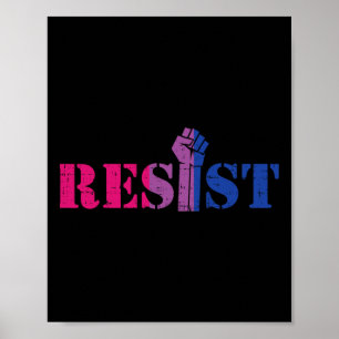 Resist Raised Fist Protest Lgbtq Biual Flag Gay Pr Poster