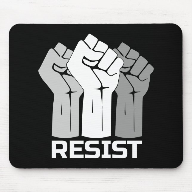 Resist Raised Fists Protest Design Mouse Pad (Front)