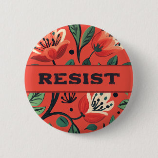Resist Red Flower 6 Cm Round Badge