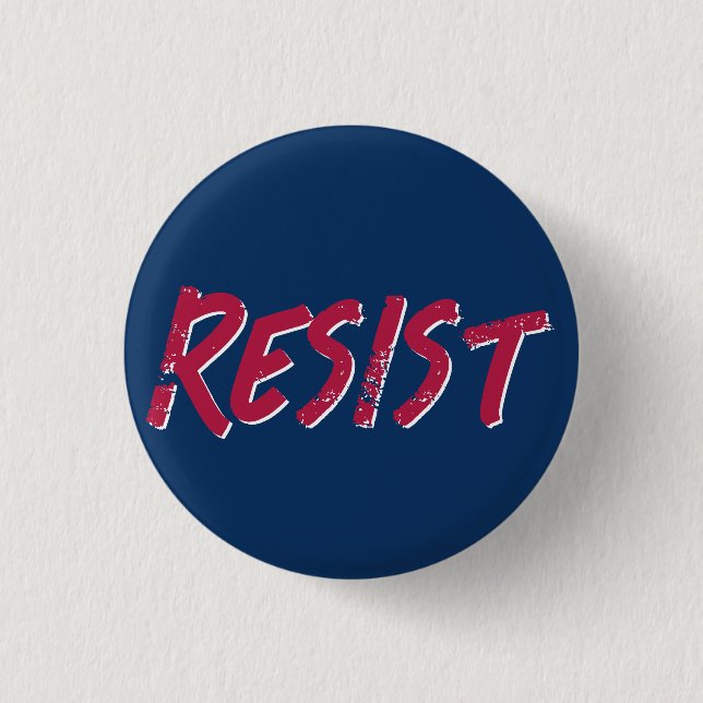 Resist Resistance Red and Blue Flag Colours 3 Cm Round Badge (Front)