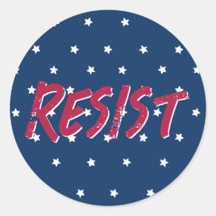 Resist Resistance Red and Blue Stars Flag Colours Classic Round Sticker