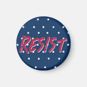 Resist Resistance Red and Blue Stars Flag Colours Magnet