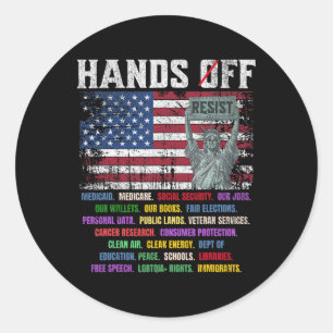 Resist Resistance Statue Of Liberty Hands Off Prot Classic Round Sticker