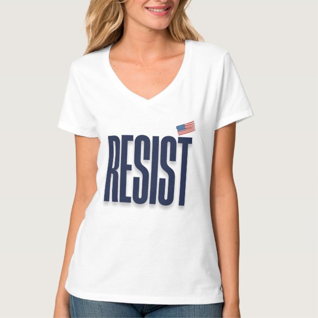 RESIST Small American Flag – Protest Statement T-Shirt (Front)