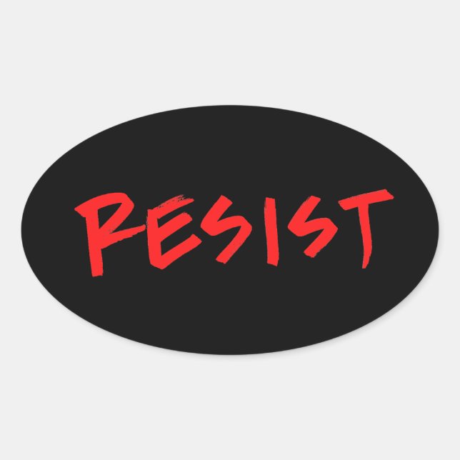 Resist Stickers-4 per sheet-red on black Oval Sticker (Front)