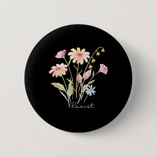 Resist Subtle Anti Trump Floral Botanical Protest 6 Cm Round Badge