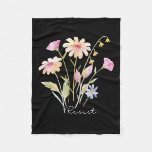 Resist Subtle Anti Trump Floral Botanical Protest Fleece Blanket