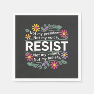 Resist Subtle Anti Trump Floral Botanical Protest  Napkin