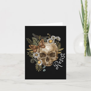 Resist Subtle Anti Trump Skull Floral Botanical Card