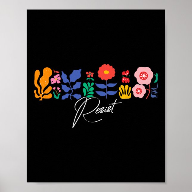 Resist Subtle Boho Floral Botanical Political Prot Poster (Front)