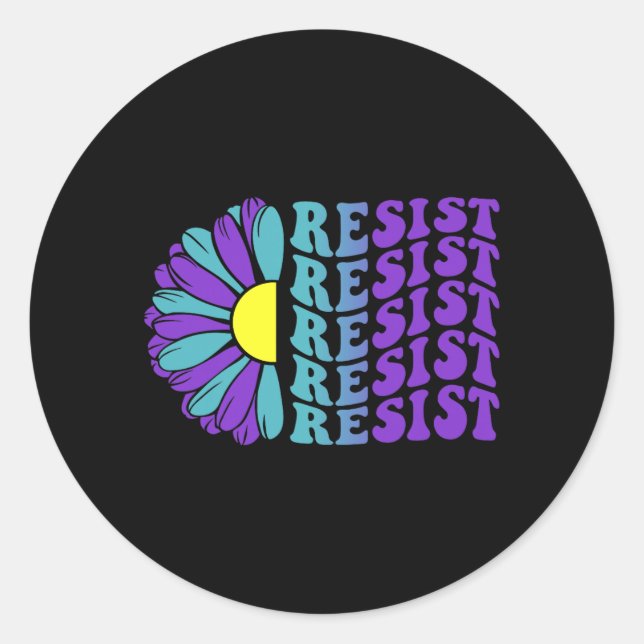 Resist Suicide Prevention Awareness Sunflower Classic Round Sticker (Front)