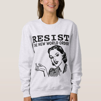 RESIST THE NEW WORLD ORDER LADIES RETRO T-SHIRTS