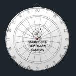 Resist The Reptilian Agenda Dartboard<br><div class="desc">A resistance fist symbol against the Reptilian Agenda.  Original Science Fiction design in black and white.</div>