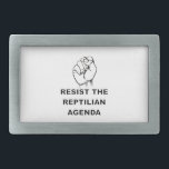 Resist The Reptilian Agenda Rectangular Belt Buckle<br><div class="desc">A resistance fist symbol against the Reptilian Agenda.  Original Science Fiction design in black and white.</div>