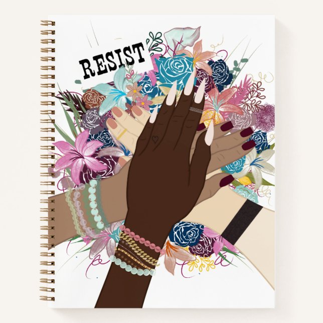 Resist Together – Floral Feminist Activism Art Notebook (Front)