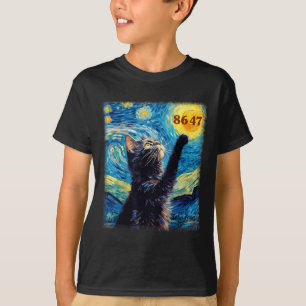 Resist Trump 8647 Van Gogh Starry Night Black Cat T-Shirt