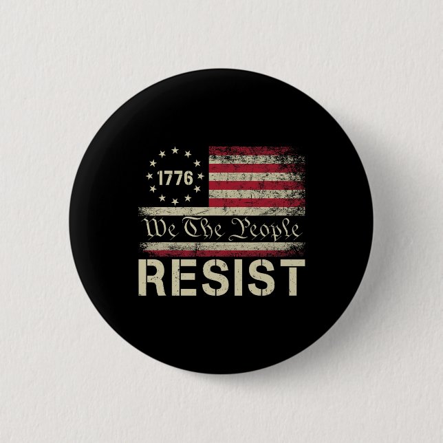 Resist Trump Protest Anti Political Us Flag We The 6 Cm Round Badge (Front)