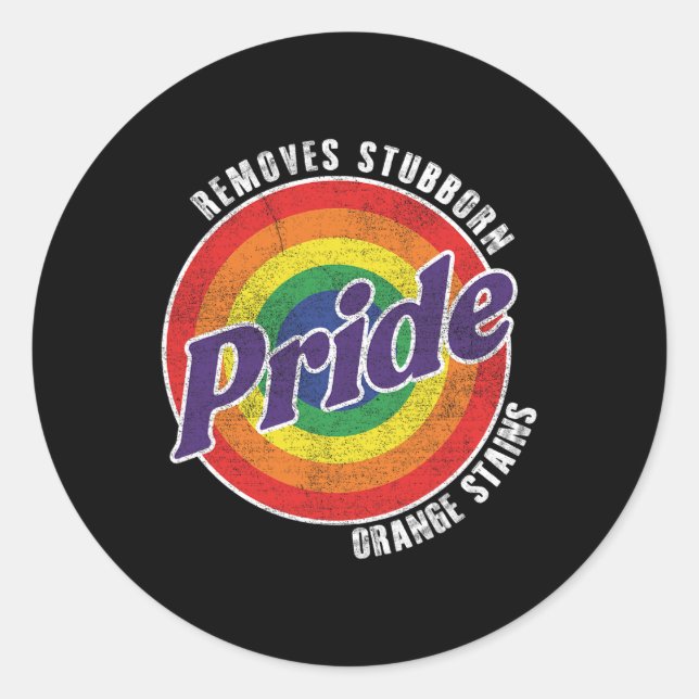 Resist Trump Remove Stubborn Orange Stains Pride M Classic Round Sticker (Front)