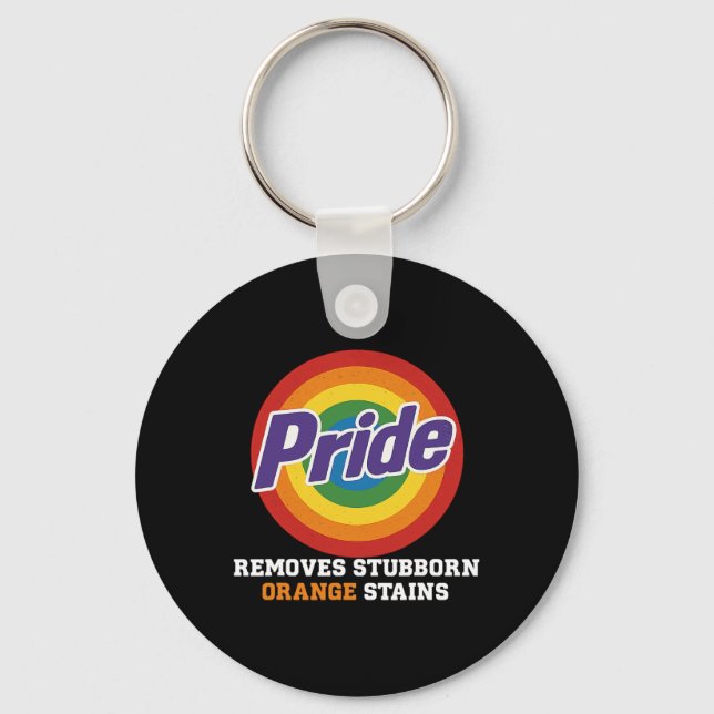 Resist Trump Remove Stubborn Orange Stains Pride M Key Ring (Front)