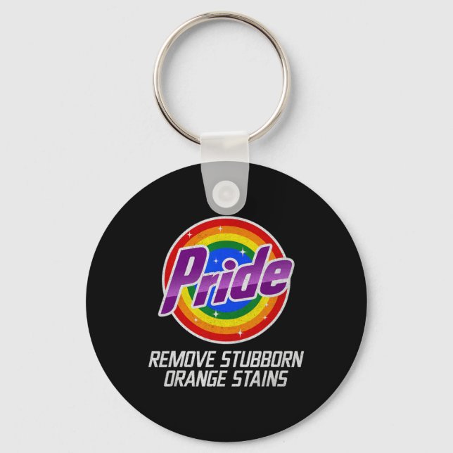 Resist Trump Remove Stubborn Orange Stains Pride M Key Ring (Front)