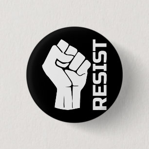 Resist with fist - in white 0002 3 cm round badge