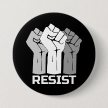 Resist with fist - in white 0002 button