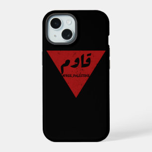 Resist word in arabic with inverted red triangle iPhone 15 case