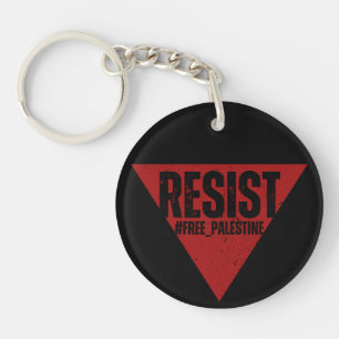 Resist word with inverted red triangle resistance  key ring