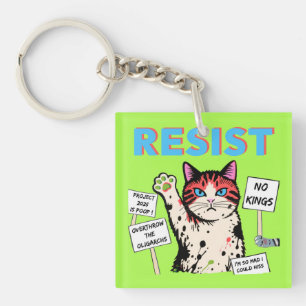 Resistance Protest Cat Key Ring