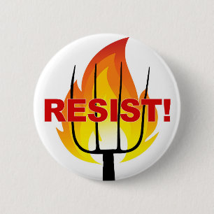 Resistance Torch and Pitchfork 6 Cm Round Badge