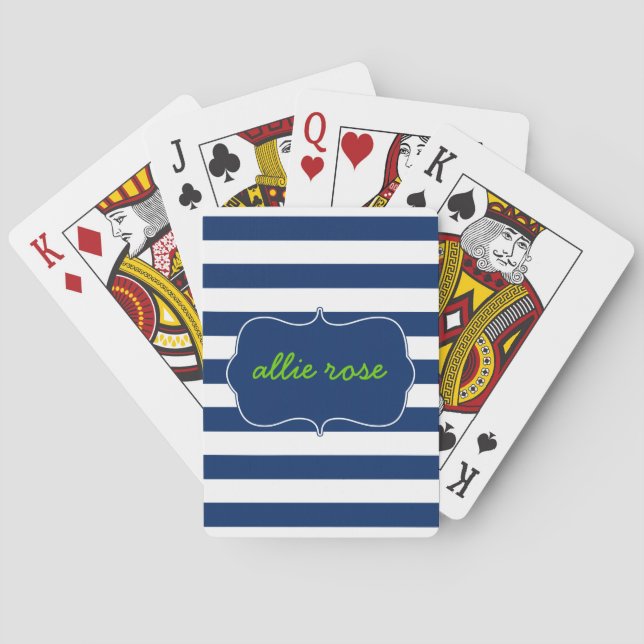 Resort Stripes in Lapis Playing Cards (Back)