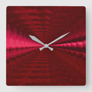 Resounding Red Acrylic Wall Clock, Square Clock