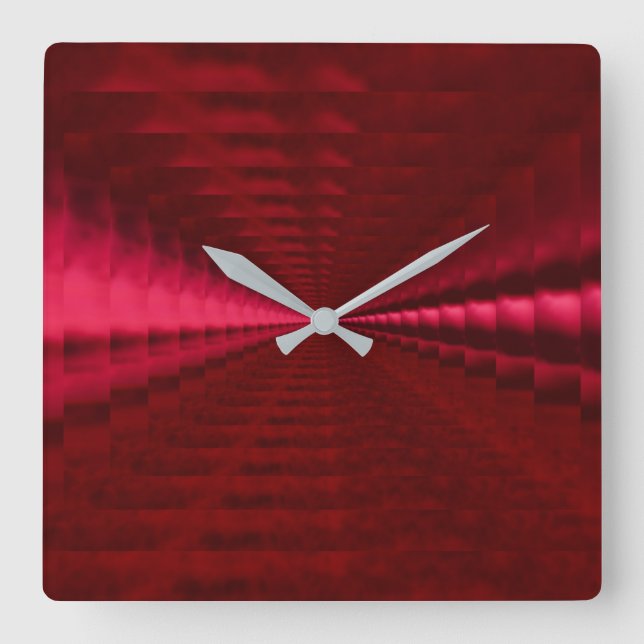 Resounding Red Acrylic Wall Clock, Square Clock (Front)
