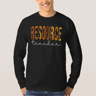 Resource Teacher Leopard Cute Fall Autumn Thanksgi T-Shirt