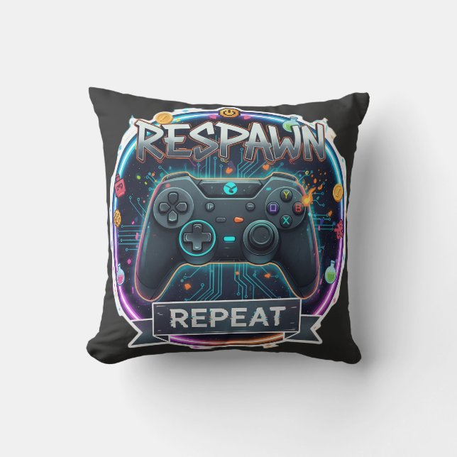 Respawn and Repeat Gamer Controller Cushion (Front)
