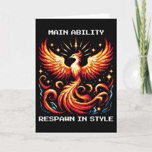 Respawn In Style Phoenix Pixel Revival Gamer Art  Card