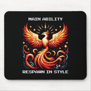 Respawn In Style Phoenix Pixel Revival Gamer Art  Mouse Pad