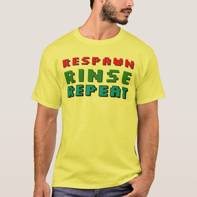 Respawn Rinse Repeat Adult Gamer  T-Shirt (Front)