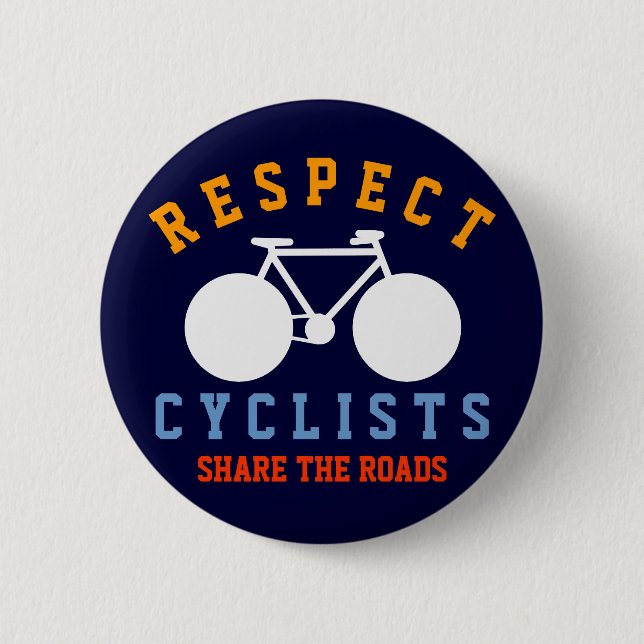 respect bicyclists, bike 6 cm round badge (Front)