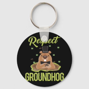 Respect Groundhog Woodchuck Photo Groundhog Day Key Ring