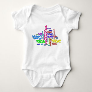 Respect, Kindness, Trust... Virtues word art Baby Bodysuit
